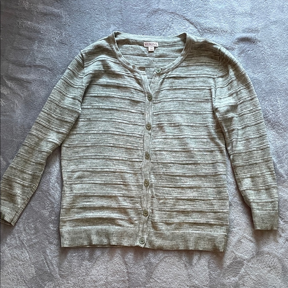 Merona Women's soft green & white cardigan
